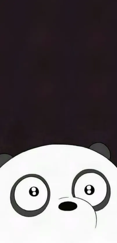 Minimalist panda cartoon on a black background.