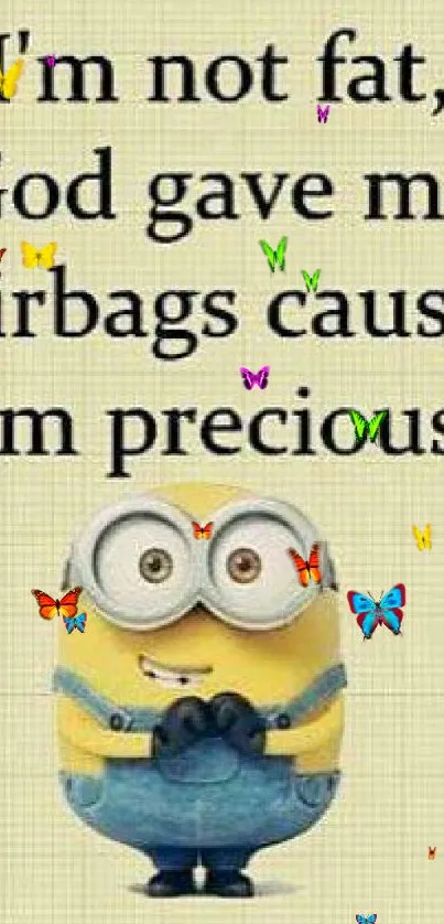 Cute Minion wallpaper with motivational text on beige background.