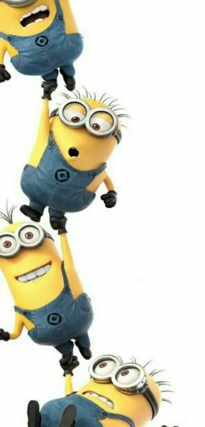 Four playful Minions on white background.