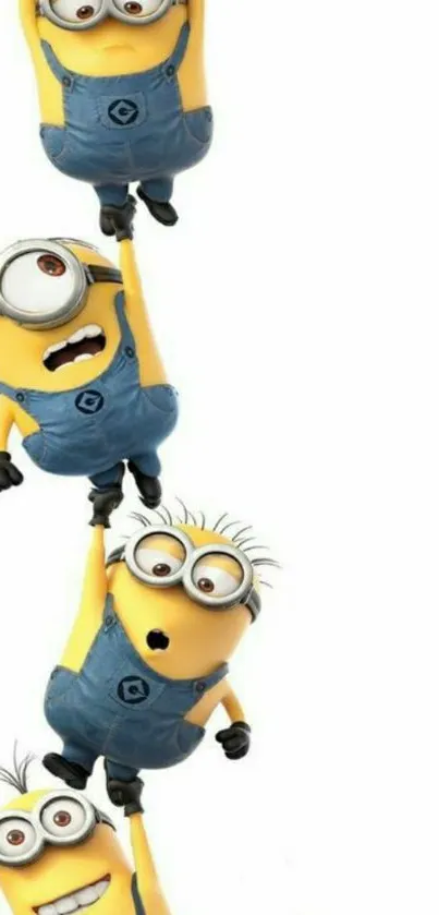 Minions hanging in a playful mobile wallpaper.