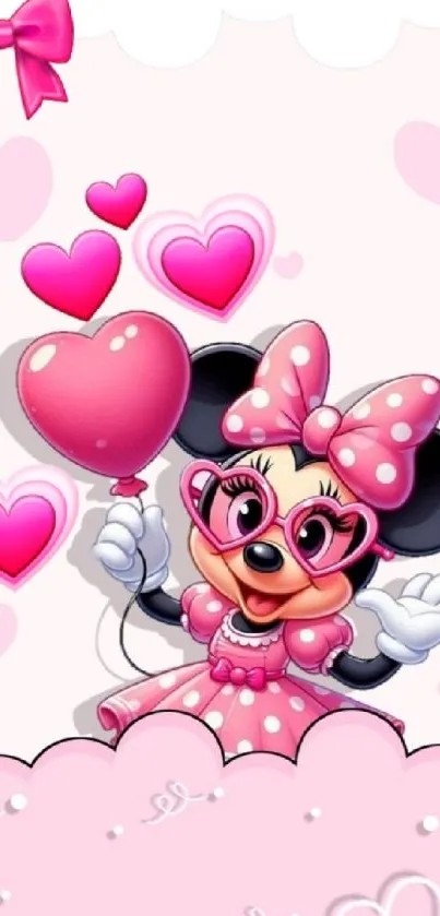 Minnie Mouse with hearts mobile wallpaper