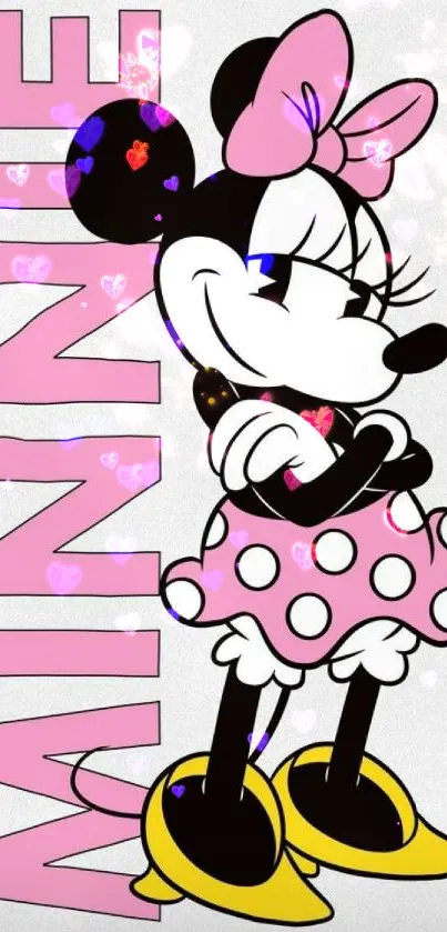 Minnie Mouse in pink polka-dot dress wallpaper.