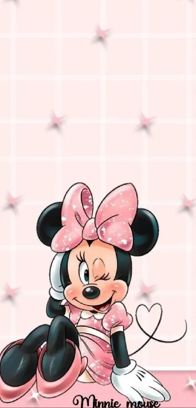 Cute Minnie Mouse wallpaper with a pink theme.