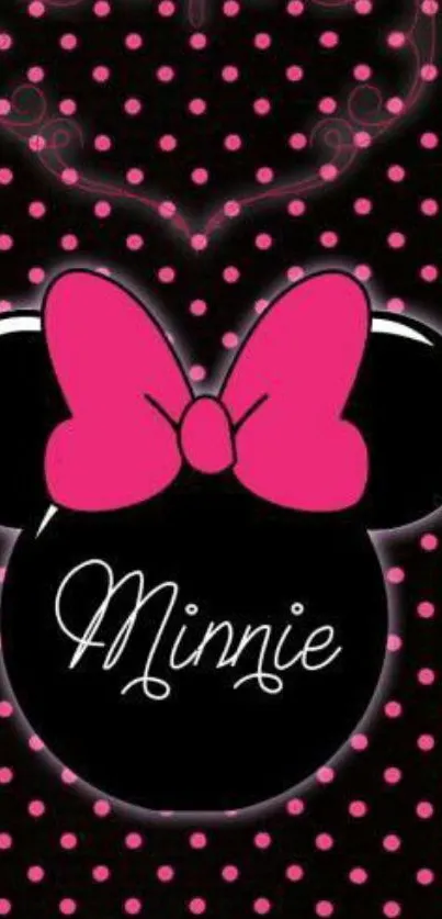 Cute Minnie Mouse wallpaper with pink bow and polka dots