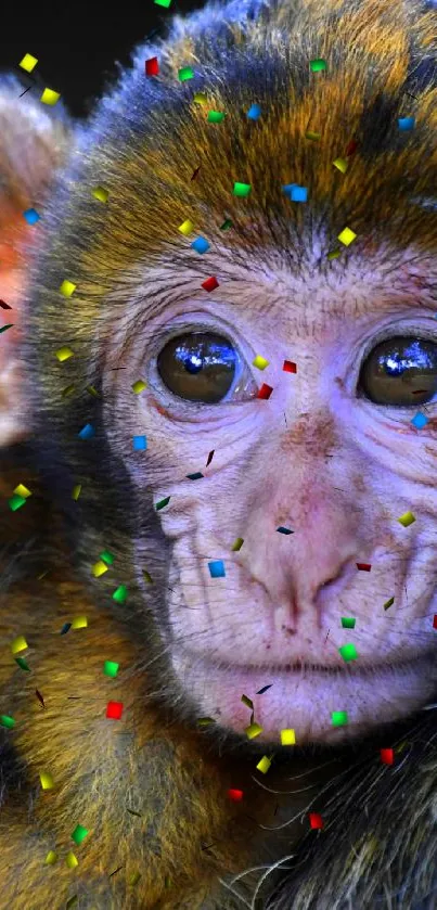 Cute Barbary macaque monkey looking directly with curious eyes.