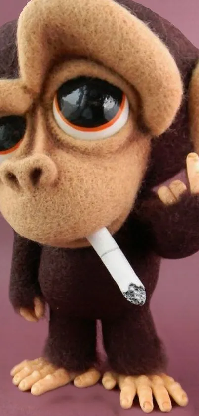 Cute monkey with attitude holding a cigarette.