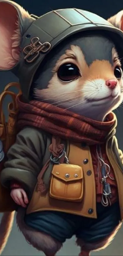 Cute mouse in adventure gear, digital art