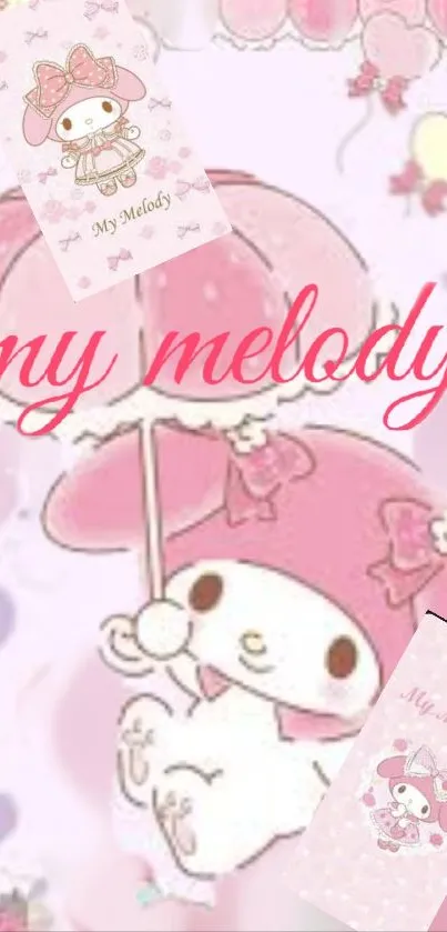 My Melody pink wallpaper with a cute design.