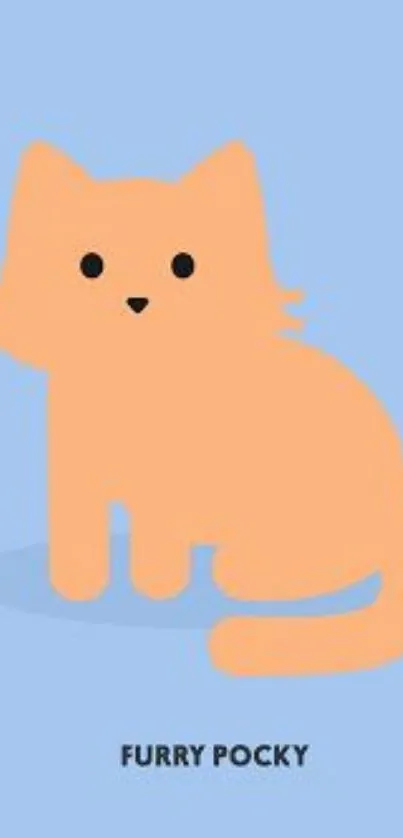 Cute orange cat illustration on light blue background.