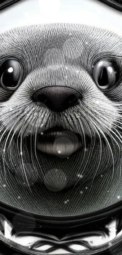 Adorable otter design with artistic flair, perfect for mobile wallpaper.