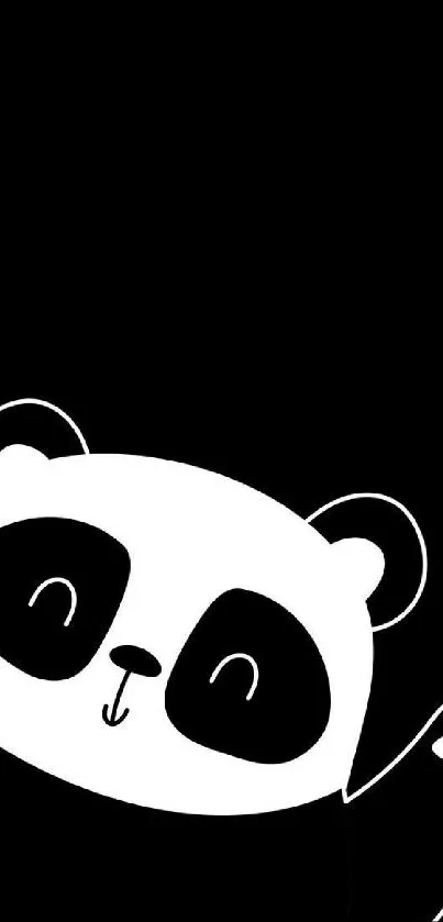 Cute panda on black background wallpaper.