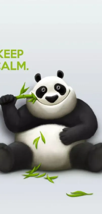 Cute panda with bamboo in a calming wallpaper design.