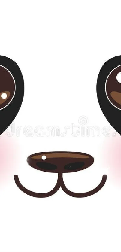 Cute minimalist panda face with blush cheeks on a white background.