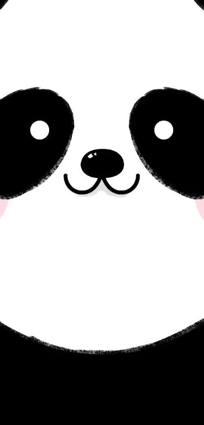 Cute cartoon panda face wallpaper, minimal design.