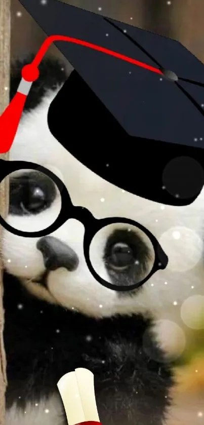 Panda in glasses and graduation cap.