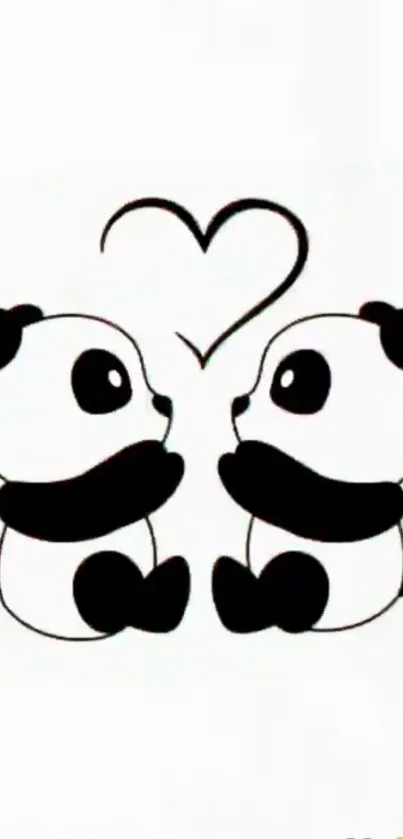 Cute pandas with heart design illustration on white background.