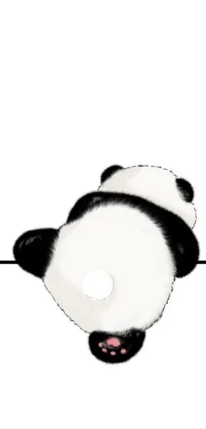 Minimalist illustration of a cute panda on a white background.