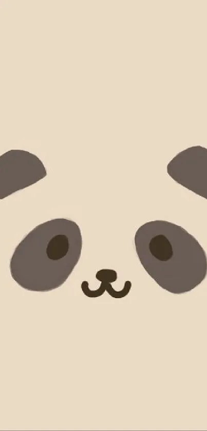 Cute minimalist panda wallpaper on a beige background for phones.