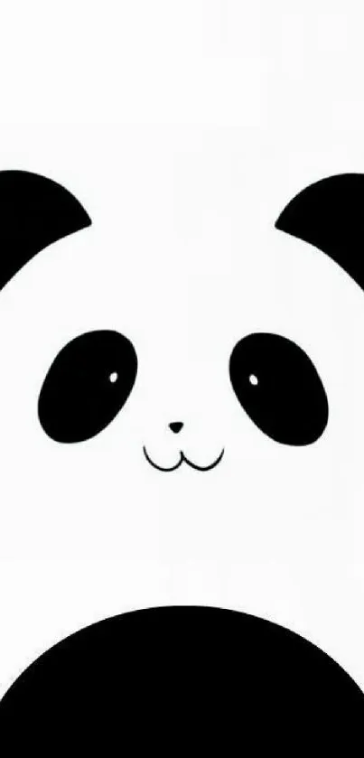 Minimalist cute panda wallpaper design in black and white.