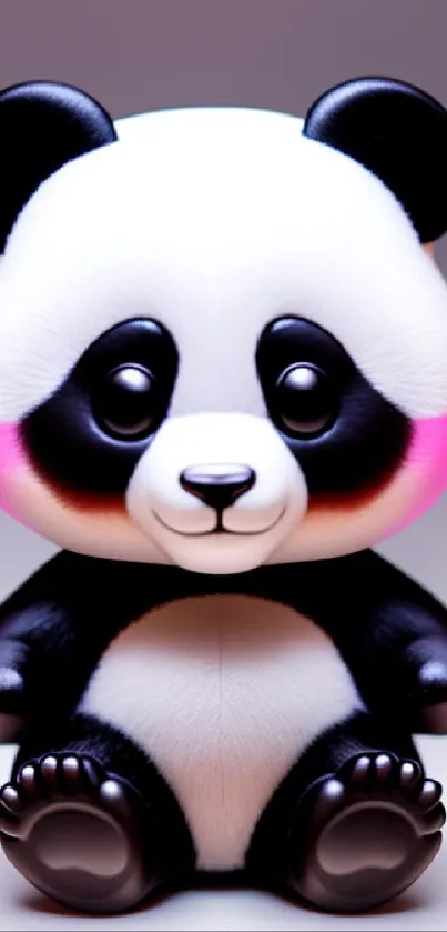 Adorable panda cartoon mobile wallpaper with vibrant colors.