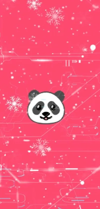 Adorable pink wallpaper featuring a panda.