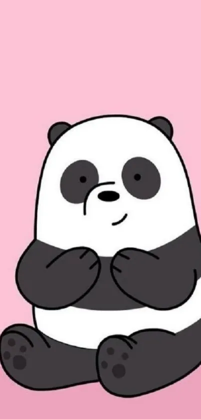 Cute cartoon panda on a pink background wallpaper.