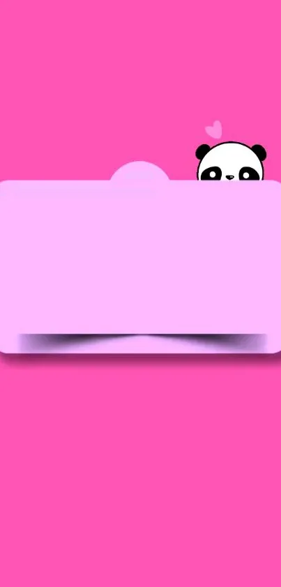 Cute panda on a pink mobile wallpaper with a folder design.