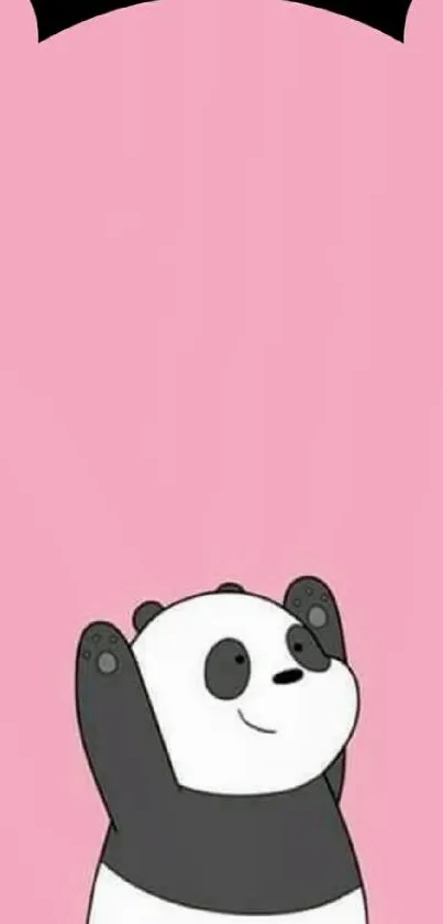 Cute cartoon panda with pink background mobile wallpaper.