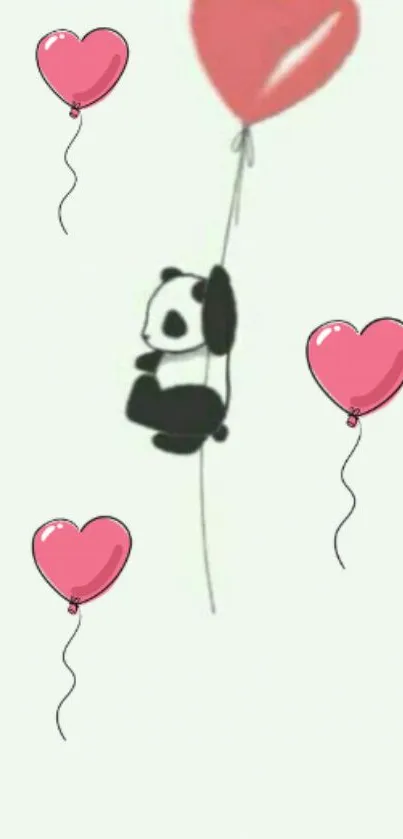 Cute panda holding a heart-shaped balloon on a white background.