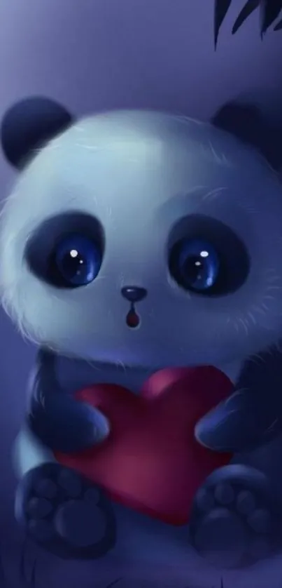 Adorable panda illustration with heart.