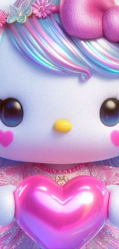 Cute pastel cartoon character with a heart.