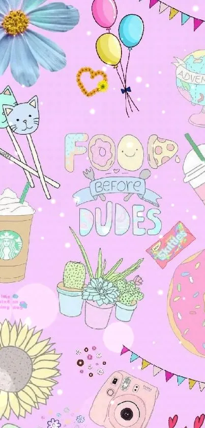 Cute pastel doodles wallpaper with fun elements.