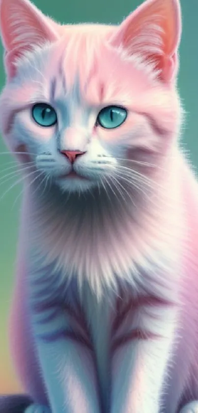 Cute pastel pink kitten with blue eyes.