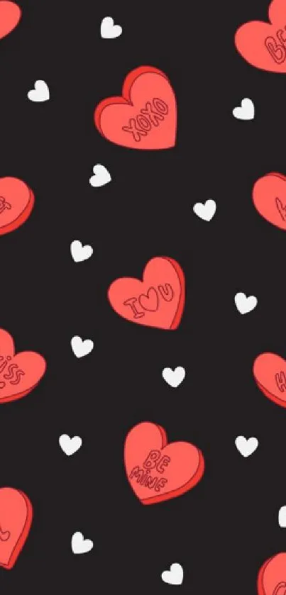 Cute mobile wallpapers with patterns of hearts, flowers, and strawberries.