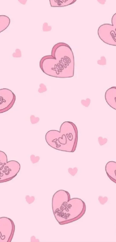 Colorful phone wallpapers with cute patterns of hearts and strawberries.