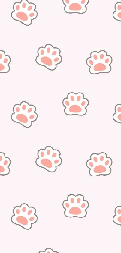 Pink paw print wallpaper with a cute design on a soft background.