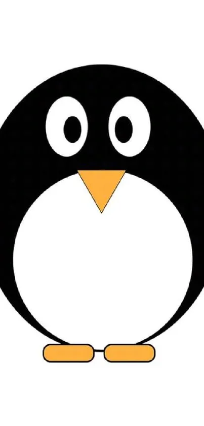 Adorable cartoon penguin with orange beak on a white background.