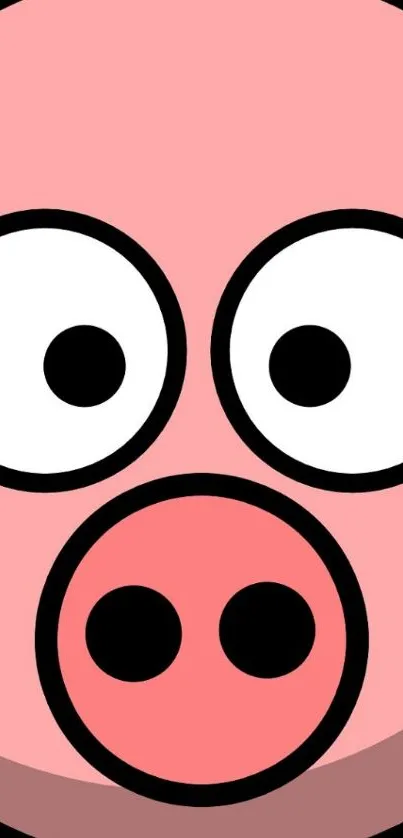 Adorable cartoon pig face on pink background wallpaper.