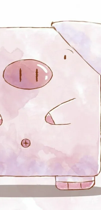 Cute cartoon piggy in pastel pink wallpaper.