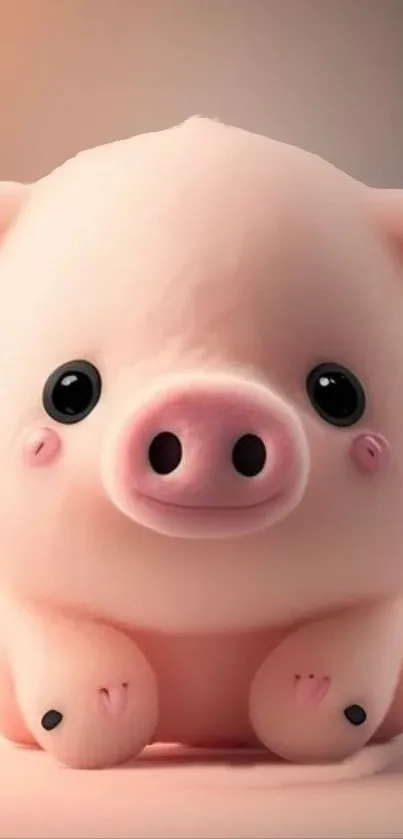 Cute 3D piglet with blush pink hues for mobile wallpaper.