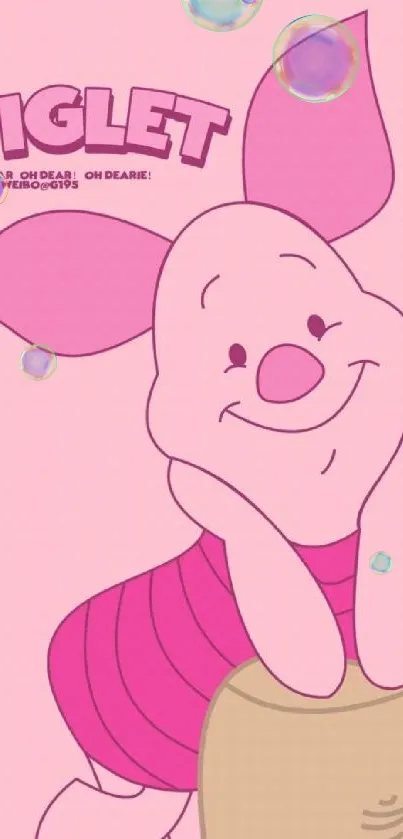 Charming Piglet wallpaper with a pink theme and cute design.