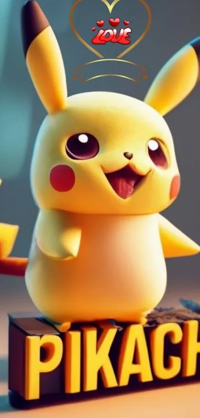 Cute 3D Pikachu wallpaper with vibrant colors.