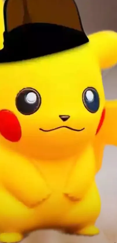 Pikachu in a detective hat on mobile wallpaper