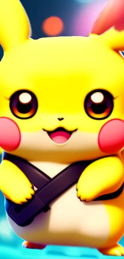 Adorable Pikachu in vibrant colors for mobile wallpaper.