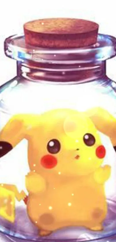 Cute Pikachu in a glass jar illustration.