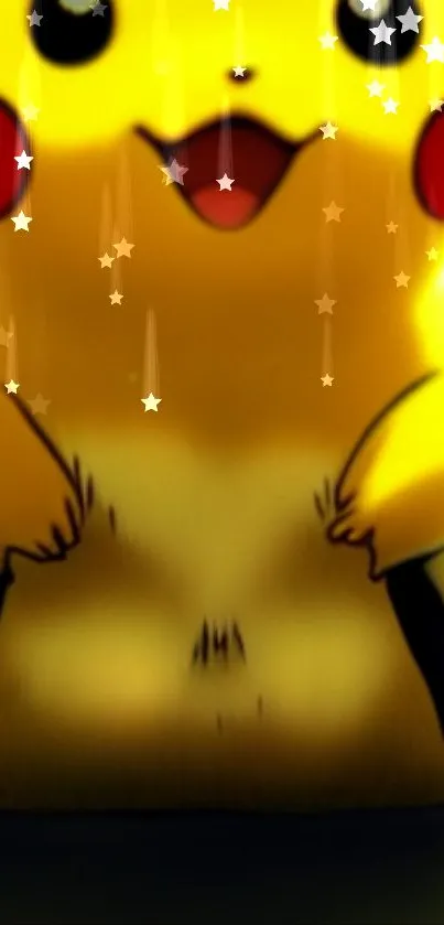 Adorable Pikachu wallpaper with glowing stars.