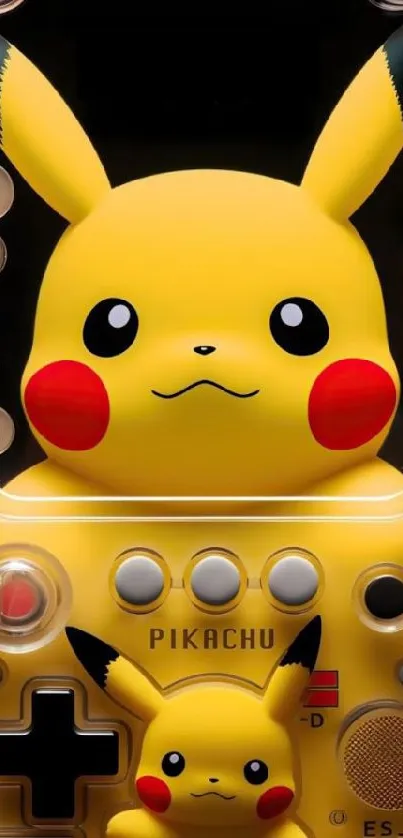 Cute Pikachu mobile phone wallpaper with yellow background.