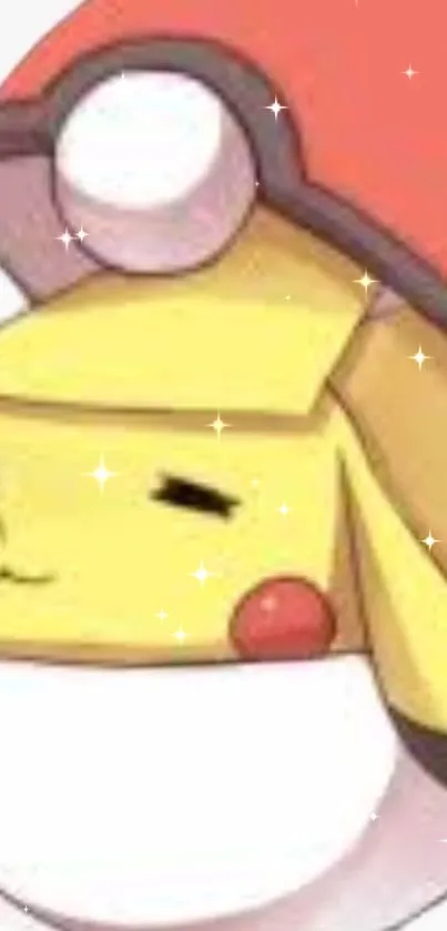 Adorable Pikachu in a Pokeball with sparkles, cute and dreamy design.