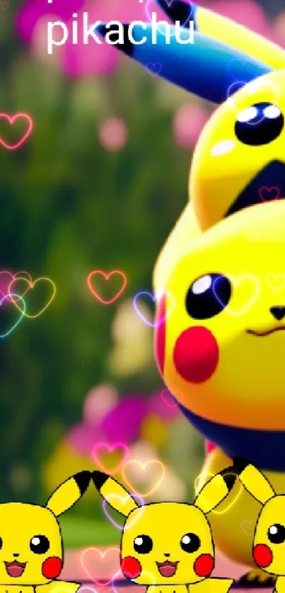 Adorable Pikachu wallpaper with vibrant yellow colors and cute Pokémon theme.