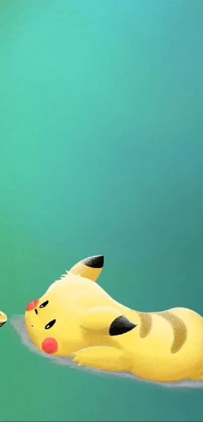 Pikachu lying beside an orange flower with water droplets.